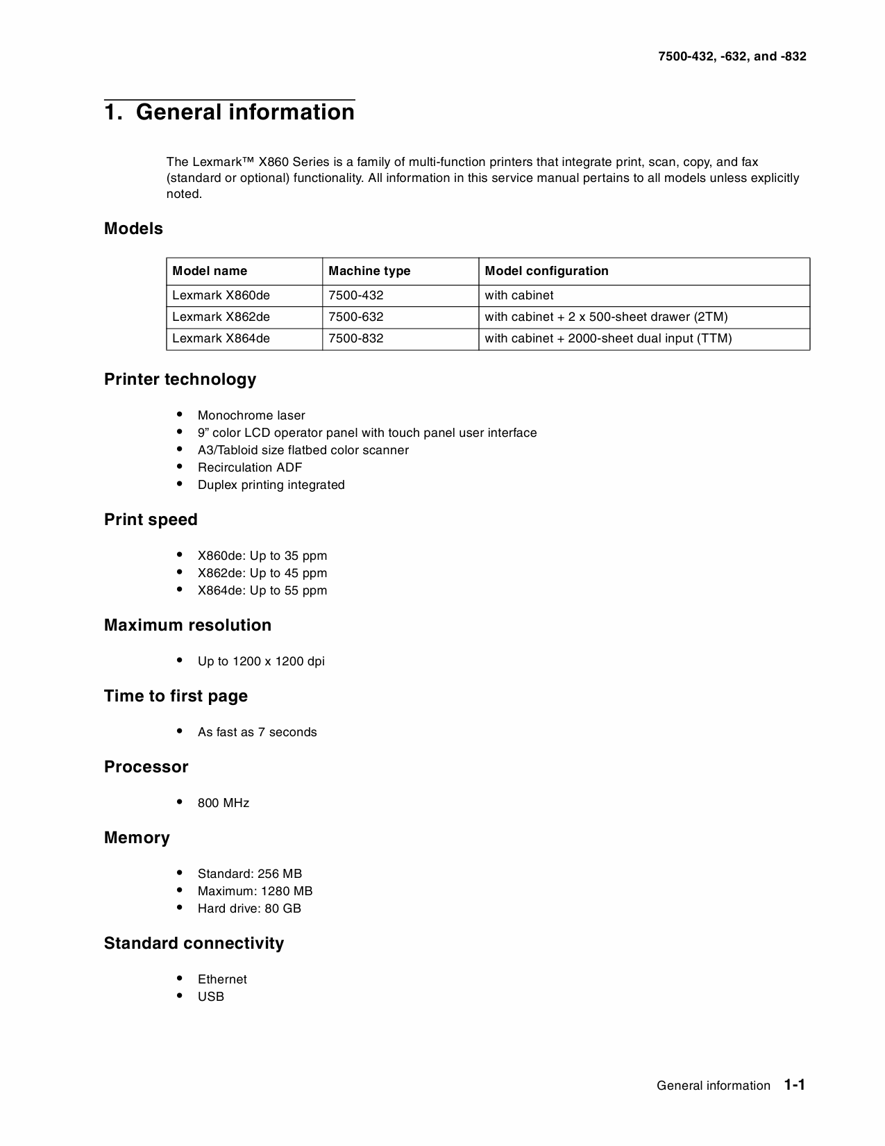 Lexmark X X860de X862de X864deMFP 7500 Service Manual-2